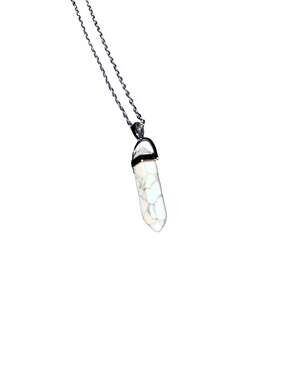 SmallRig White Howlite Hexagonal Crystal Point Pendant Necklace